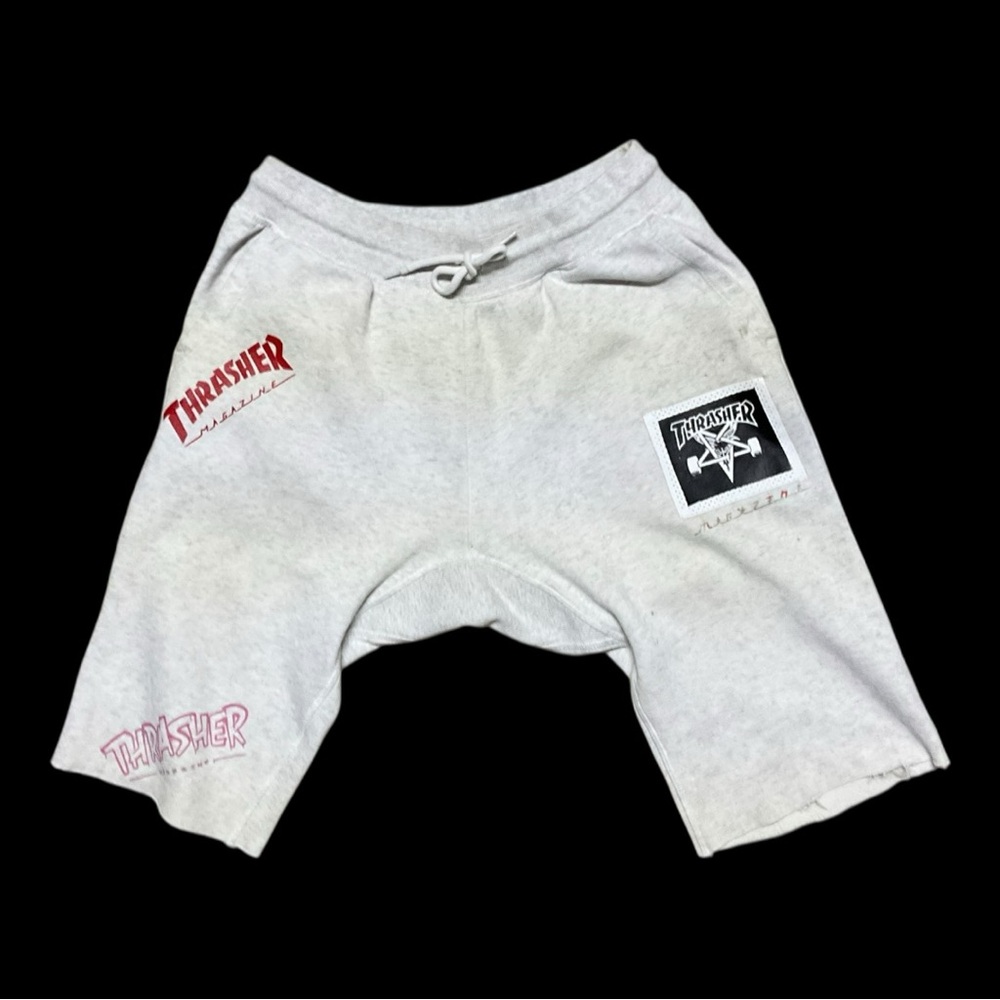 🔥 Custom Thrasher x Hurley Skate Shorts 🛹 M DIY Gray Graphic Patch One-of-One